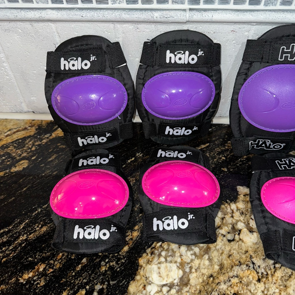 Kids Halo Jr. Protective Gear Set S/M Black Pink/Purple 4 total sets Lot Bundle - Picture 3 of 14